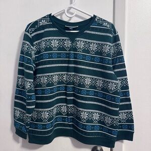 Karen Scott Sport Green Winter Snowflake Sweater
